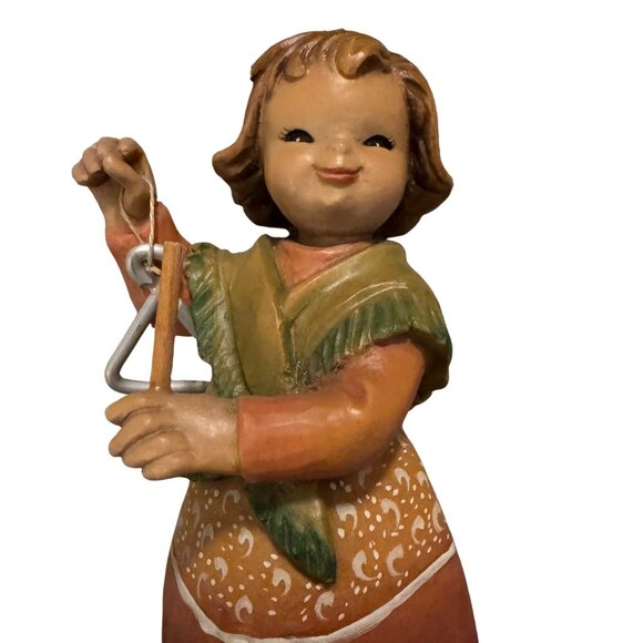 VTG ANRI TINY SOUNDS Wood Carved Girl Playing Triangle by Ferrandiz Italy - Picture 7 of 9